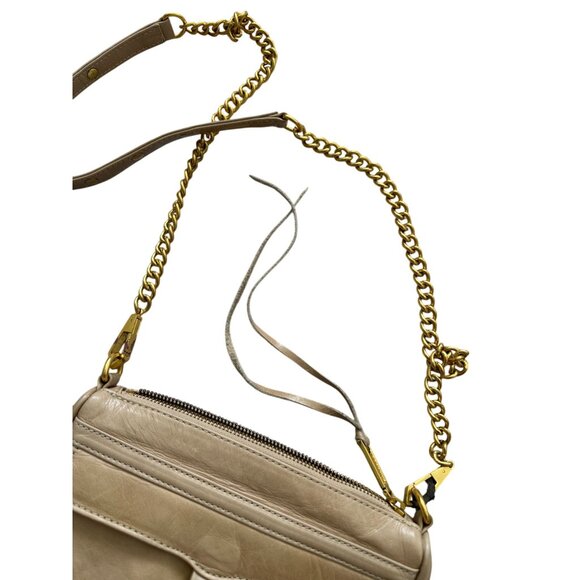 REBECCA MINKOFF Tan Gold Leather MAC Crossbody Bag - Picture 5 of 14